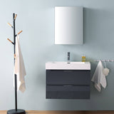 Fresca FVN8330GG Valencia 30" Dark Slate Gray Wall Hung Modern Bathroom Vanity with Medicine Cabinet