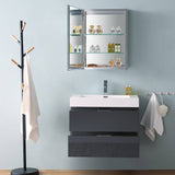 Fresca FVN8330GG Valencia 30" Dark Slate Gray Wall Hung Modern Bathroom Vanity with Medicine Cabinet