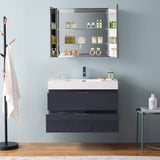 Fresca FVN8336GG Valencia 36" Dark Slate Gray Wall Hung Modern Bathroom Vanity with Medicine Cabinet