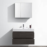 Fresca FVN8336GO Valencia 36" Gray Oak Wall Hung Modern Bathroom Vanity with Medicine Cabinet