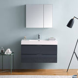 Fresca FVN8342GG Valencia 40" Dark Slate Gray Wall Hung Modern Bathroom Vanity with Medicine Cabinet
