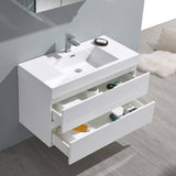 Fresca FVN8342WH Valencia 40" Glossy White Wall Hung Modern Bathroom Vanity with Medicine Cabinet