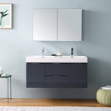 Fresca FVN8348GG-D Valencia 48" Dark Slate Gray Wall Hung Double Sink Modern Bathroom Vanity with Medicine Cabinet