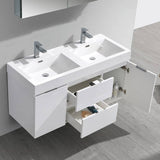 Fresca FVN8348WH-D Valencia 48" Glossy White Wall Hung Double Sink Modern Bathroom Vanity with Medicine Cabinet