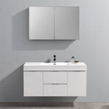Fresca FVN8348WH Valencia 48" Glossy White Wall Hung Modern Bathroom Vanity with Medicine Cabinet