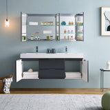 Fresca FVN8360GG-D Valencia 60" Dark Slate Gray Wall Hung Double Sink Modern Bathroom Vanity with Medicine Cabinet