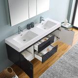Fresca FVN8360GG-D Valencia 60" Dark Slate Gray Wall Hung Double Sink Modern Bathroom Vanity with Medicine Cabinet