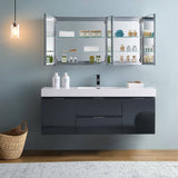 Fresca FVN8360GG Valencia 60" Dark Slate Gray Wall Hung Modern Bathroom Vanity with Medicine Cabinet