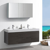 Fresca FVN8360GO-D Valencia 60" Gray Oak Wall Hung Double Sink Modern Bathroom Vanity with Medicine Cabinet