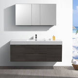 Fresca FVN8360GO Valencia 60" Gray Oak Wall Hung Modern Bathroom Vanity with Medicine Cabinet