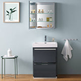Fresca FVN8424GG Valencia 24" Dark Slate Gray Free Standing Modern Bathroom Vanity with Medicine Cabinet