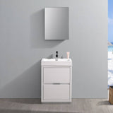 Fresca FVN8424WH Valencia 24" Glossy White Free Standing Modern Bathroom Vanity with Medicine Cabinet