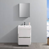 Fresca FVN8424WH Valencia 24" Glossy White Free Standing Modern Bathroom Vanity with Medicine Cabinet