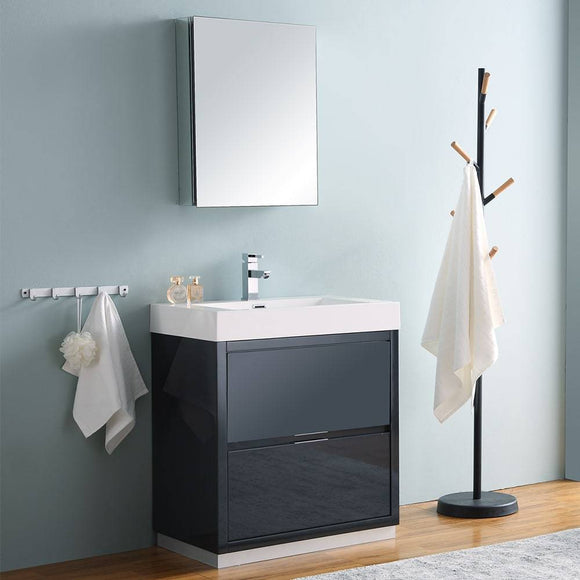 Fresca FVN8430GG Valencia 30" Dark Slate Gray Free Standing Modern Bathroom Vanity with Medicine Cabinet