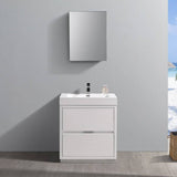 Fresca FVN8430WH Valencia 30" Glossy White Free Standing Modern Bathroom Vanity with Medicine Cabinet