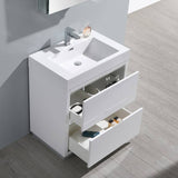 Fresca FVN8430WH Valencia 30" Glossy White Free Standing Modern Bathroom Vanity with Medicine Cabinet