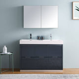 Fresca FVN8448GG-D Valencia 48" Dark Slate Gray Free Standing Double Sink Modern Bathroom Vanity with Medicine Cabinet
