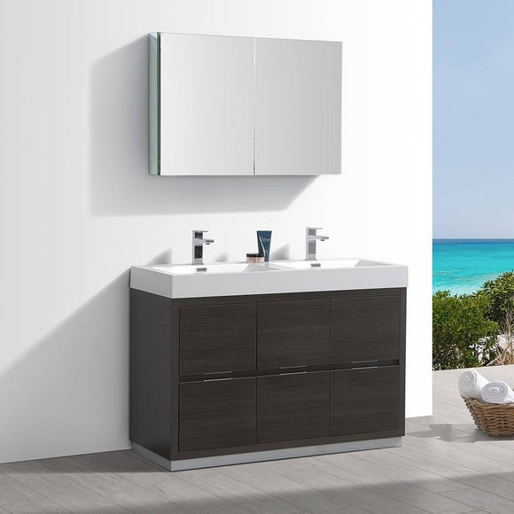 Fresca FVN8448GO-D Valencia 48" Gray Oak Free Standing Double Sink Modern Bathroom Vanity with Medicine Cabinet