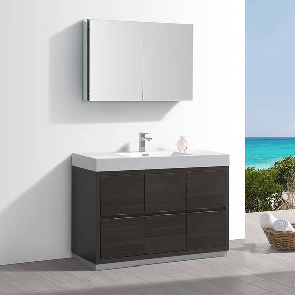 Fresca FVN8448GO Valencia 48" Gray Oak Free Standing Modern Bathroom Vanity with Medicine Cabinet
