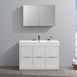 Fresca FVN8448WH Valencia 48" Glossy White Free Standing Modern Bathroom Vanity with Medicine Cabinet