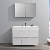 Fresca FVN8448WH Valencia 48" Glossy White Free Standing Modern Bathroom Vanity with Medicine Cabinet