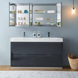 Fresca FVN8460GG-D Valencia 60" Dark Slate Gray Free Standing Double Sink Modern Bathroom Vanity with Medicine Cabinet