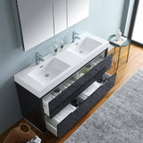 Fresca FVN8460GG-D Valencia 60" Dark Slate Gray Free Standing Double Sink Modern Bathroom Vanity with Medicine Cabinet
