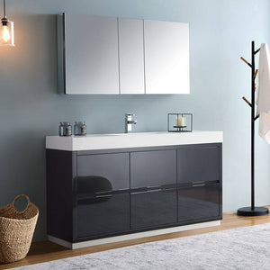 Fresca FVN8460GG Valencia 60" Dark Slate Gray Free Standing Modern Bathroom Vanity with Medicine Cabinet