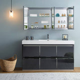Fresca FVN8460GG Valencia 60" Dark Slate Gray Free Standing Modern Bathroom Vanity with Medicine Cabinet