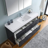 Fresca FVN8460GG Valencia 60" Dark Slate Gray Free Standing Modern Bathroom Vanity with Medicine Cabinet