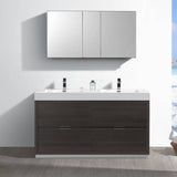 Fresca FVN8460GO-D Valencia 60" Gray Oak Free Standing Double Sink Modern Bathroom Vanity with Medicine Cabinet