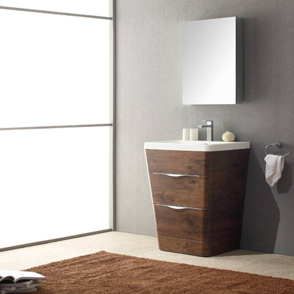 Fresca FVN8525RW Milano 26" Rosewood Modern Bathroom Vanity with Medicine Cabinet