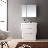 Fresca FVN8532WH Milano 32" Glossy White Modern Bathroom Vanity with Medicine Cabinet