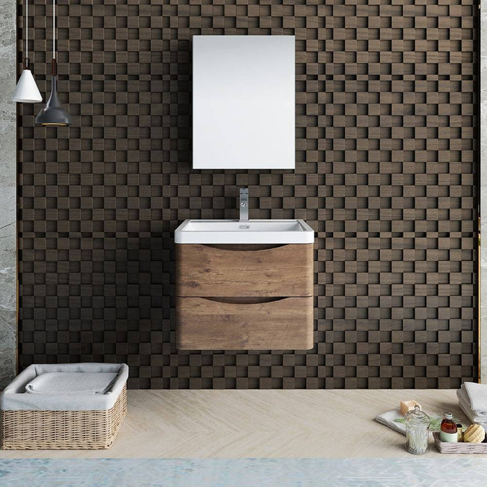 Fresca FVN9024RW Tuscany 24" Rosewood Wall Hung Modern Bathroom Vanity with Medicine Cabinet