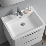 Fresca FVN9024WH Tuscany 24" Glossy White Wall Hung Modern Bathroom Vanity with Medicine Cabinet