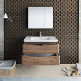 Fresca FVN9036RW Tuscany 36" Rosewood Wall Hung Modern Bathroom Vanity with Medicine Cabinet