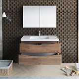 Fresca FVN9040RW Tuscany 40" Rosewood Wall Hung Modern Bathroom Vanity with Medicine Cabinet