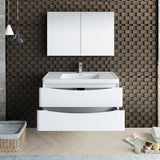 Fresca FVN9040WH Tuscany 40" Glossy White Wall Hung Modern Bathroom Vanity with Medicine Cabinet