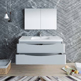 Fresca FVN9048GRG Tuscany 48" Glossy Gray Wall Hung Modern Bathroom Vanity with Medicine Cabinet