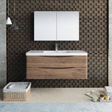 Fresca FVN9048RW Tuscany 48" Rosewood Wall Hung Modern Bathroom Vanity with Medicine Cabinet