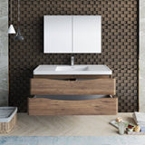 Fresca FVN9048RW Tuscany 48" Rosewood Wall Hung Modern Bathroom Vanity with Medicine Cabinet