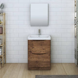 Fresca FVN9124RW Tuscany 24" Rosewood Free Standing Modern Bathroom Vanity with Medicine Cabinet