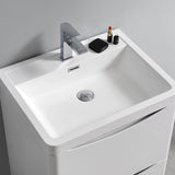 Fresca FVN9124WH Tuscany 24" Glossy White Free Standing Modern Bathroom Vanity with Medicine Cabinet