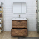 Fresca FVN9132RW Tuscany 32" Rosewood Free Standing Modern Bathroom Vanity with Medicine Cabinet