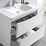 Fresca FVN9132WH Tuscany 32" Glossy White Free Standing Modern Bathroom Vanity with Medicine Cabinet