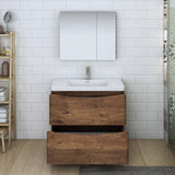 Fresca FVN9136RW Tuscany 36" Rosewood Free Standing Modern Bathroom Vanity with Medicine Cabinet