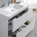 Fresca FVN9136WH Tuscany 36" Glossy White Free Standing Modern Bathroom Vanity with Medicine Cabinet