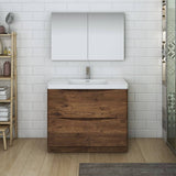 Fresca FVN9140RW Tuscany 40" Rosewood Free Standing Modern Bathroom Vanity with Medicine Cabinet