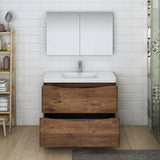 Fresca FVN9140RW Tuscany 40" Rosewood Free Standing Modern Bathroom Vanity with Medicine Cabinet