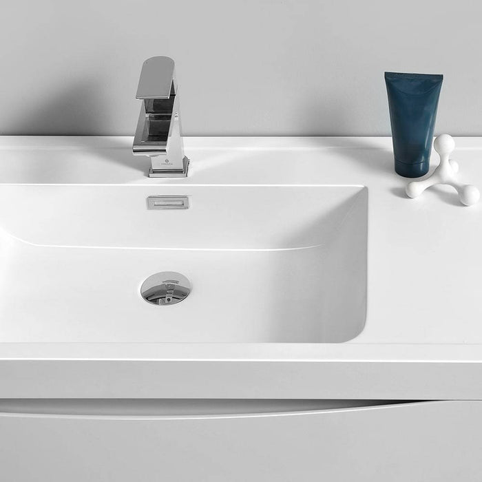 Fresca FVN9140WH Tuscany 40" Glossy White Free Standing Modern Bathroom Vanity with Medicine Cabinet